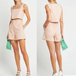 OPT Vienna Pink Linen Two-Piece Top Shorts Set